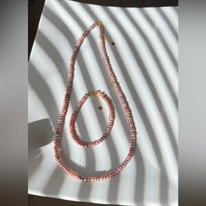 SOLD EXTERNALLY!!— Elegant Pink Pearl Necklace and Bracelet Set